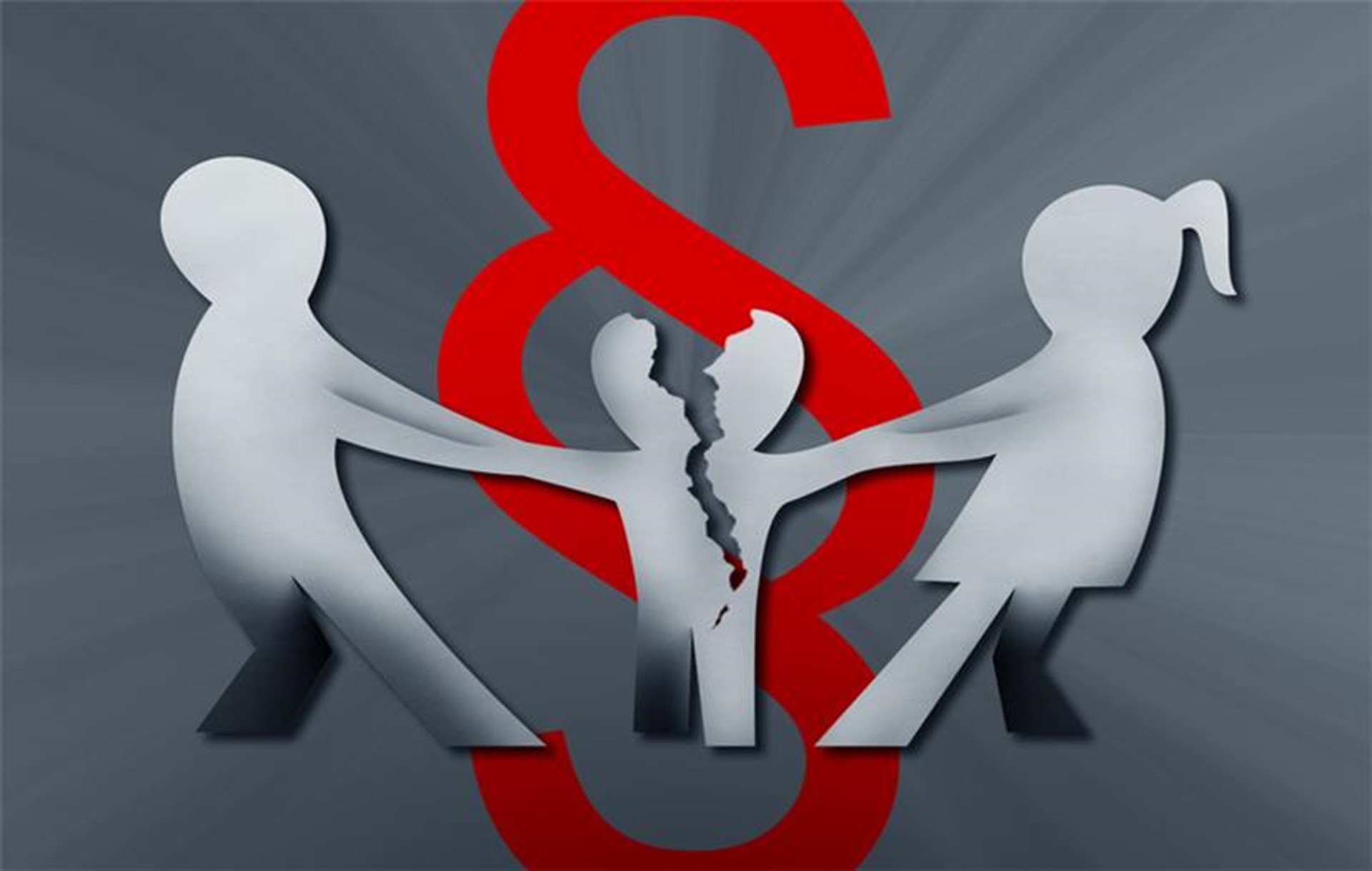 Symbolfoto von auseinandergerissenem Kind zwischen Eltern